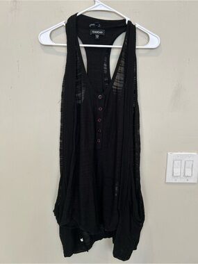 Y2K Bebe racerback tank & open front tops semi-sheer subtle striped texture set.